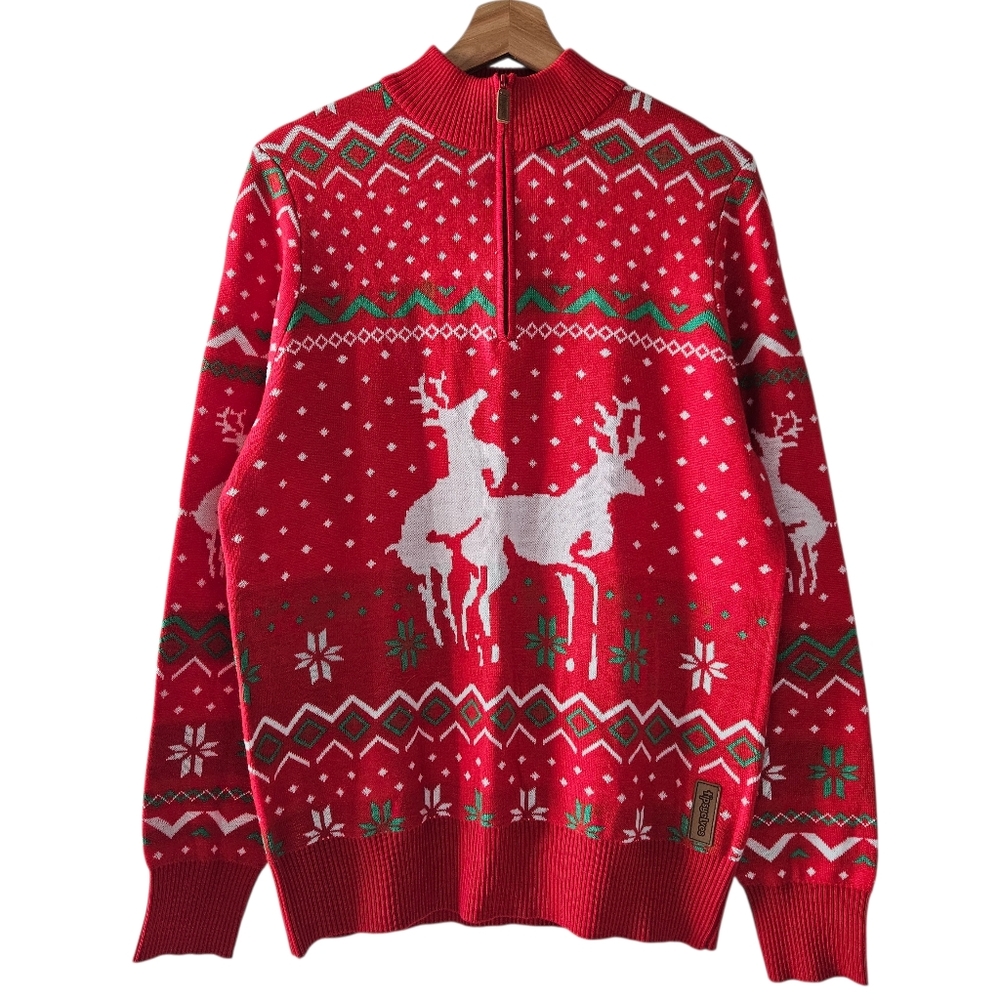 Tipsy Elves Funny Christmas Sweater Jolly Frisky Deer Pattern Novelty Mens M